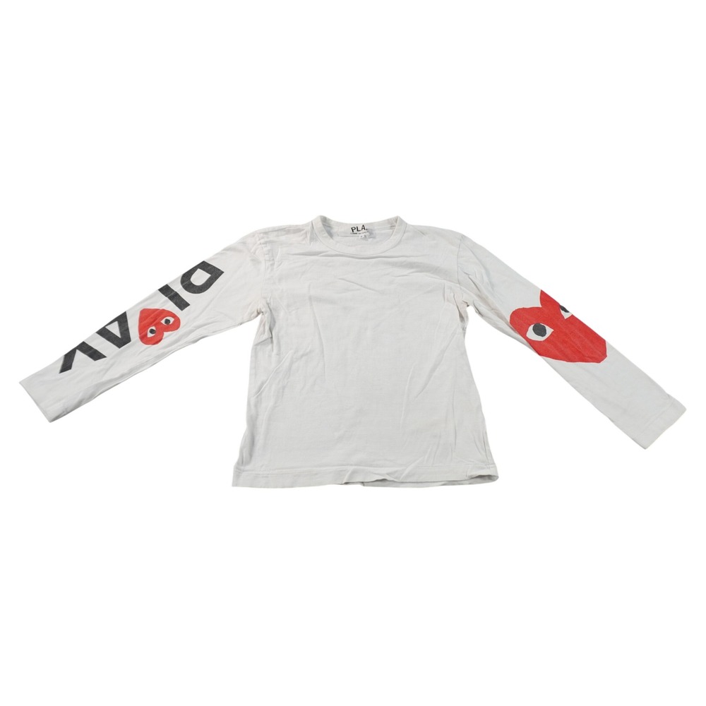 Comme des Garcons Play T-Shirt Women S White Long Sleeve Heart Logo Graphic